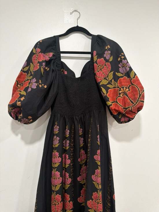 Farm Rio Dresses & Skirts - Farm Rio Madalena Black Embroidered Floral Cotton Midi Dress